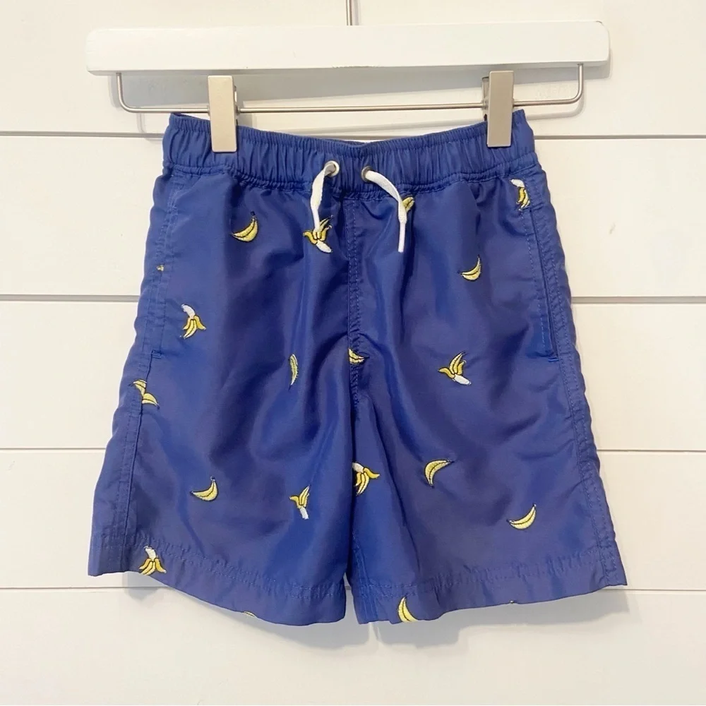 Hanna Andersson | Boys Embroidered Banana Print Swim Trunks Size 6-7
